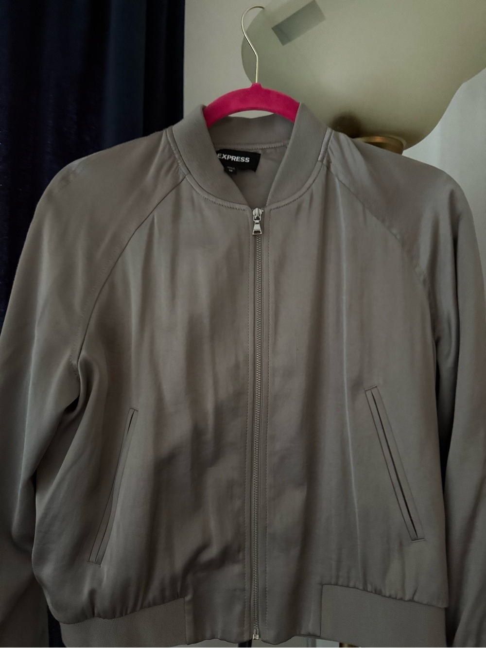 Express Taupe/Gray Bomber Jacket